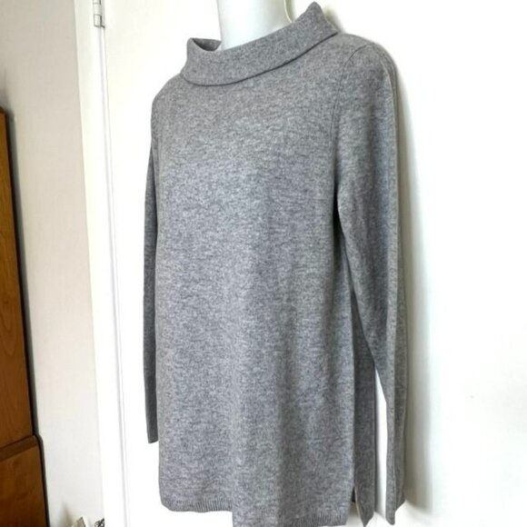 TALBOTS GRAY 100% CASHMERE MOCK NECK SWEATER SIZE MEDIUM - Picture 6 of 10